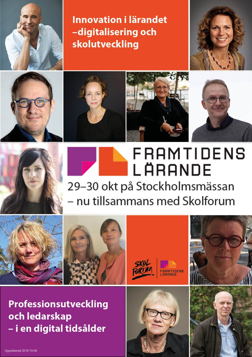 På Framtidens Lärande blir det två dagar fyllda av möten mellan vetenskap och beprövad erfarenhet. Samtal mellan forskare och praktiker kring hur vi tar vara på digitaliseringens möjligheter och steg för steg bygga en skola för framtiden.

Läs mer här: www2.diu.se/framlar/konfer…