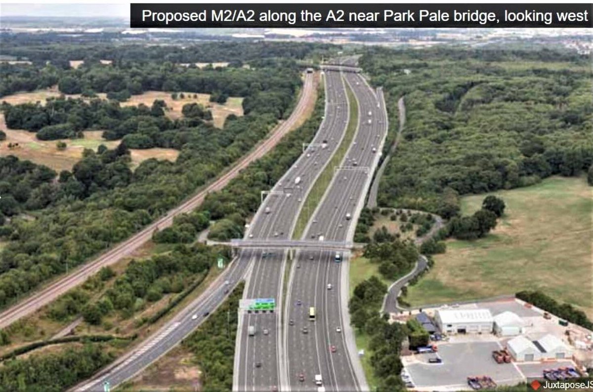 IceBlueStardust's tweet photo. Seriously?! What was the point in moving the A2 only a few years ago in respect to health of residents in the housing next to the A2, if now there are plans for 12 lanes of traffic?! #LowerThamesCrossing #NoToOptionC https://t.co/Vo2vlP8375