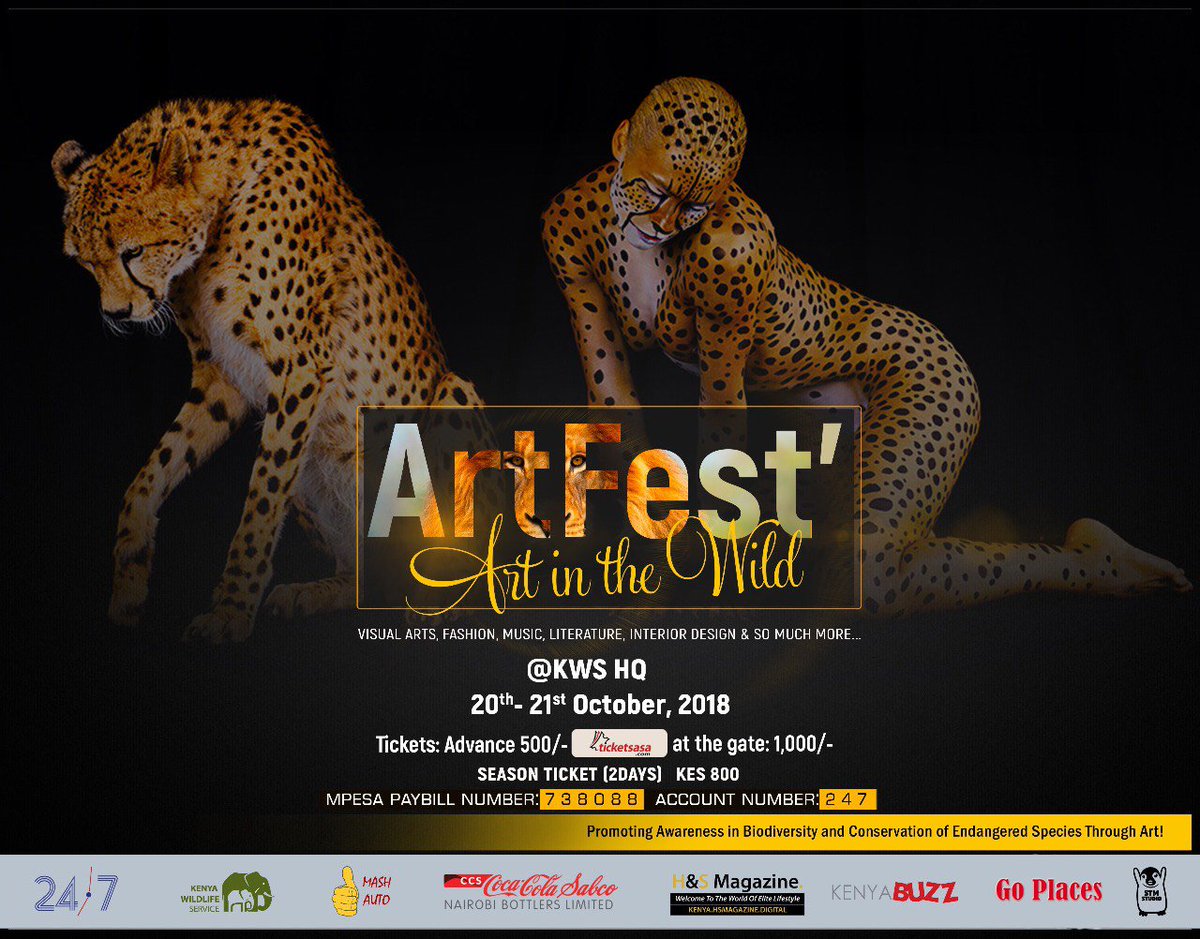 goplacesdigital's tweet photo. The 4th Edition Of Art Fest #ArtInTheWild Is Happening this weekend 20th -21st @kwskenya Hq And GUESS WHAT? The First 10 People to Like and Retweet get FREE TICKETS💃Yes, we said FREE... Tell A Friend, Bring Your Squad #GoArtFest2018 #GoKWS @MagicalKenya https://t.co/vso6gbICpY