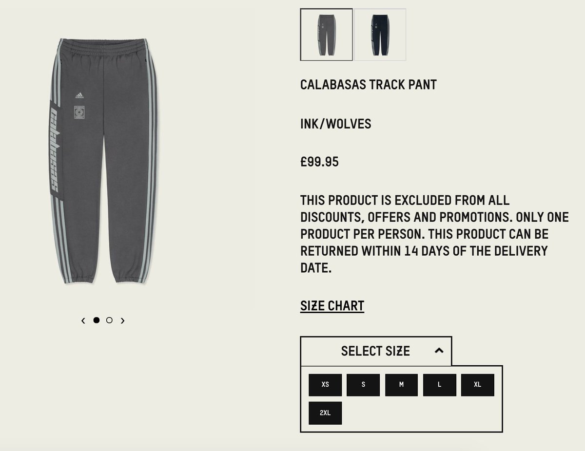 Calabasas Track Pants Size Chart