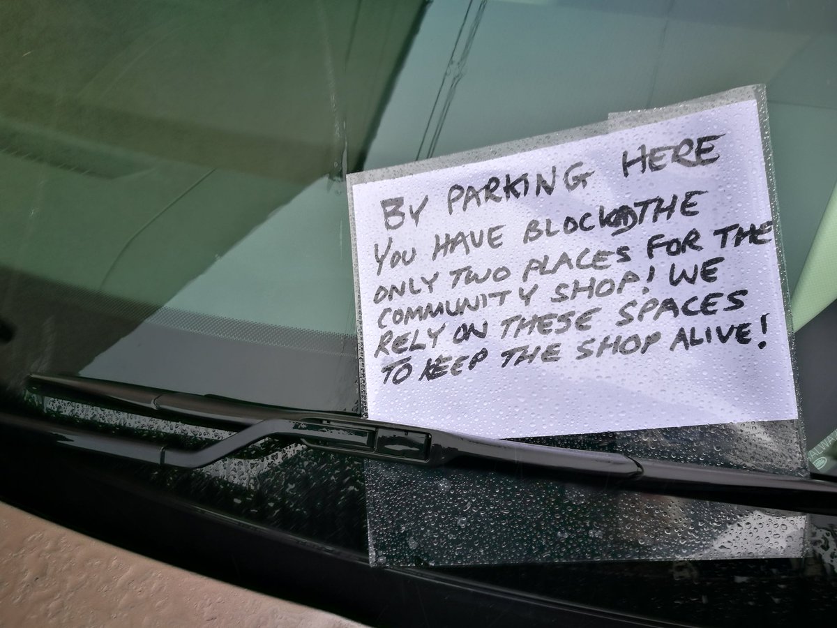 Thorncombe_Shop's tweet photo. These thoughtful people have just blocked the shop parking spaces rather than use Church car park! Sorry everyone! https://t.co/6dYLzBbYrZ