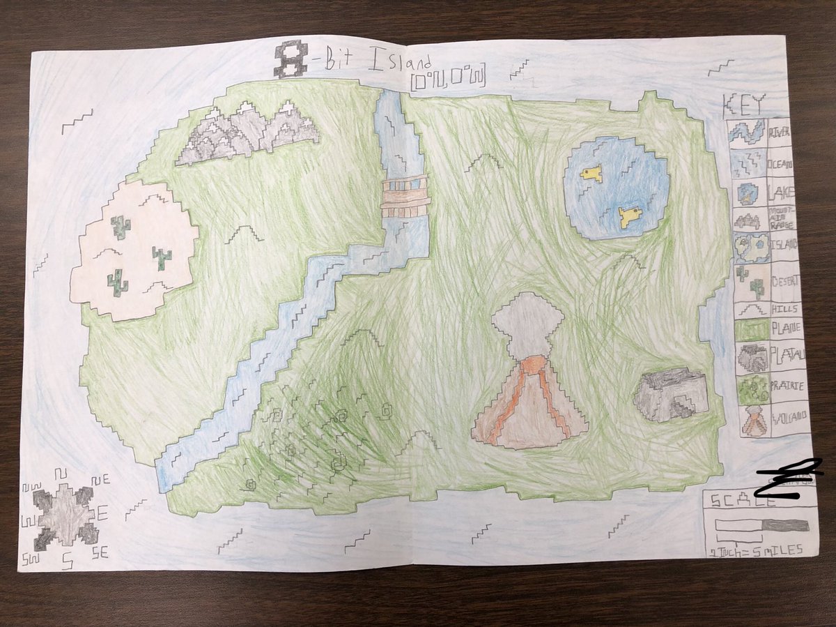 Was very impressed with the students’ creativity as they worked to combine their knowledge of various concepts from our Introduction to Geography unit to “imagine” and create a map of their own island.