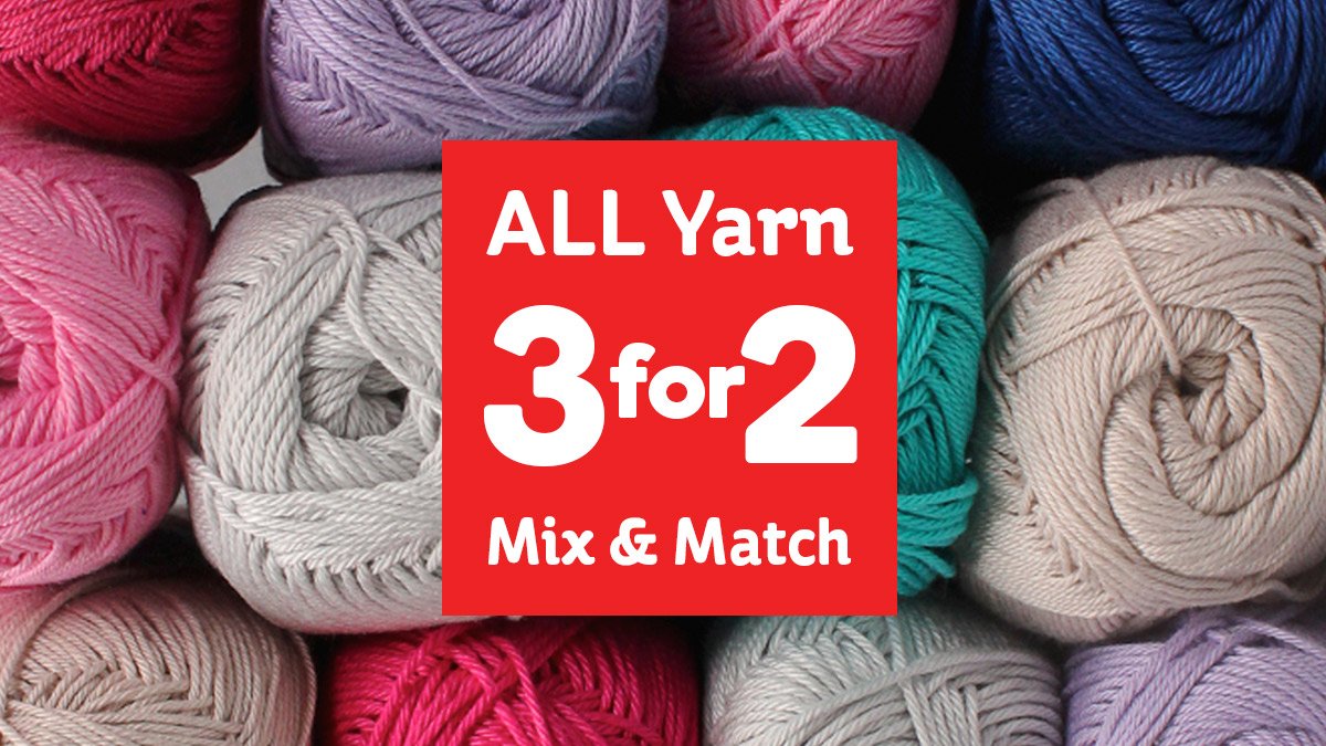 Hobbycraft on Twitter: "3 for 2 on ALL yarn in store and online now