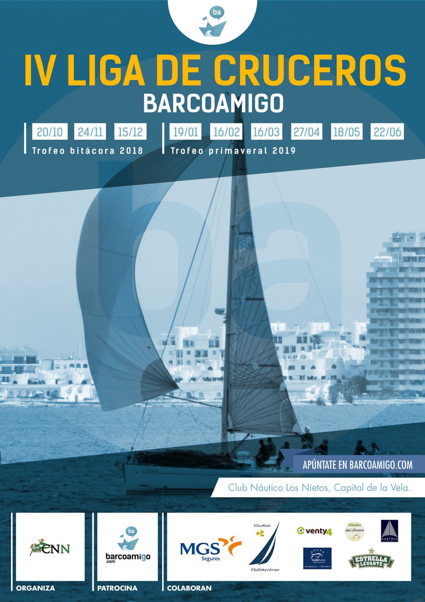 Ya te puedes apuntar a la IV liga de cruceros de barcoamigo.com. La única regata colaborativa de España. Este año con muchas novedades. #barcoamigo #sharingeconomy #cnlosnietos #navegaravela #cruceros