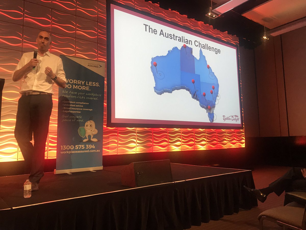 WorkplaceAssurd's tweet photo. Proud to be a keynote sponsor for @bakersdelight David Christie and Elise Gillespie at the #NFC18 @FranchCouncilAU event.
Plus a Q&amp;A session about @WorkplaceAssure by @LamaTiavo with MC Andrew Klein to the 600+ delegates #Booth30 https://t.co/2MPRgt2Sa4 https://t.co/fNuMjoSnSX