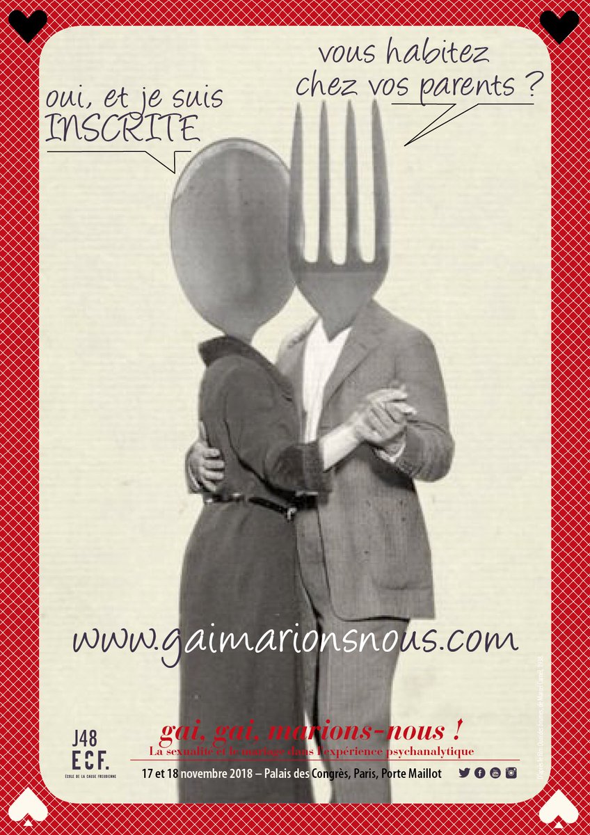 ECF_AMP's tweet photo. #J48 - GAI, GAI, MARIONS-NOUS ! JE SUIS INSCRITE : https://t.co/UP1fU1Xck5
#GaiMarionsNous #Mariage #Sexualite #union #desunion #enfant #amiur #haine #psychanalyse #Mariagepourtous https://t.co/EhWyv7tVRc