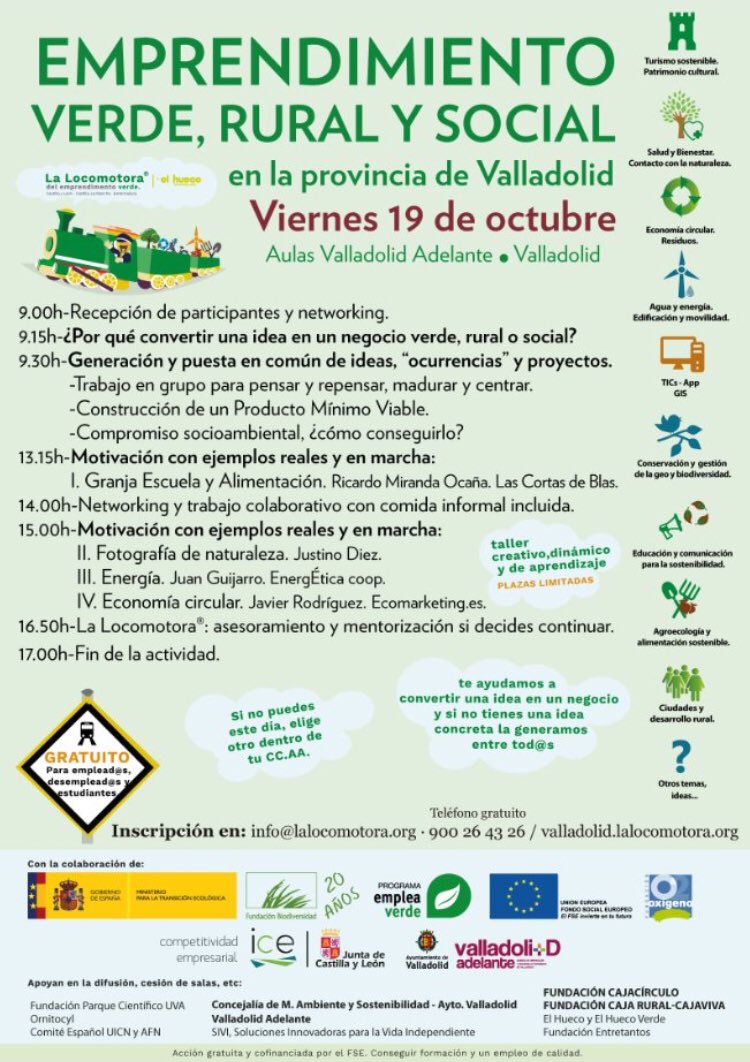clustersivi's tweet photo. Convertir una idea en un negocio social, rural o verde...te interesa?? Este viernes 19 en Valladolid!! https://t.co/wb98LrsmX3