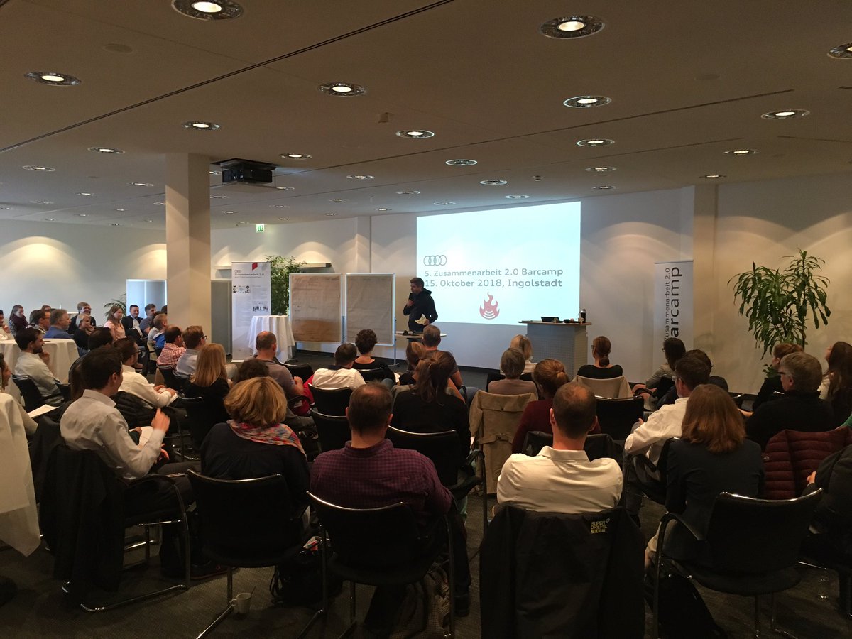anke_re's tweet photo. Los geht’s - unser 5. Zusammenarbeit 2.0 Barcamp startet! 👏 Thema heute: #Workhacks - besser arbeiten und Kultur verändern #Audi #audiIT #audiwall https://t.co/FdedbokfvS