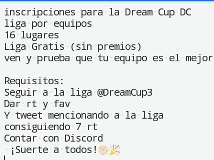 ¡inscripciones abiertas!
Al cumplir los requisitos mandar pruebas al MD
Por el servidor de Discord información mas detallada sobre el formato y reglas
@DarkfightGT_ 
Rt se agradece