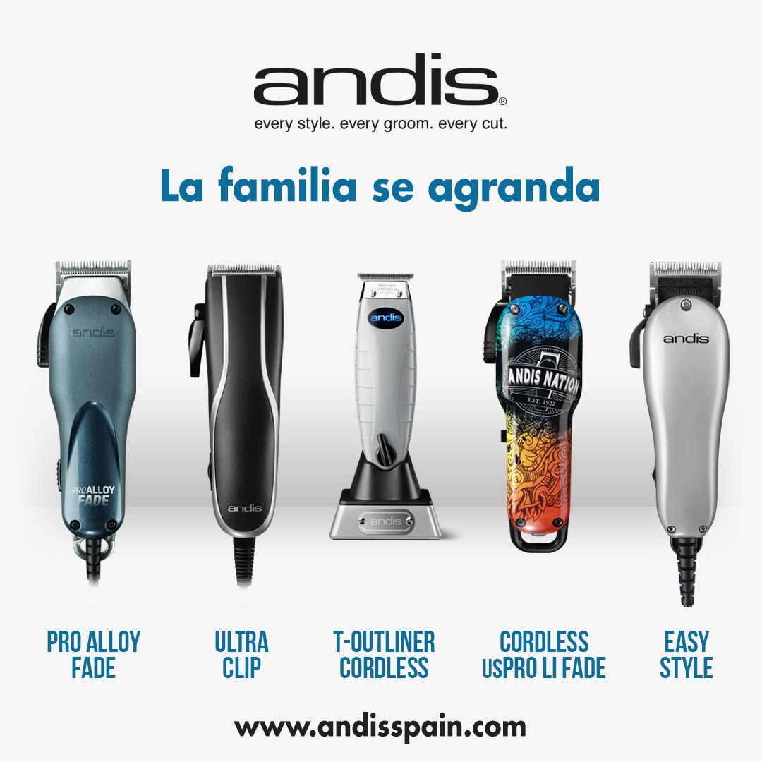 Andis_Spain's tweet photo. Nuevos productos #andis #proalloyfade #ultraclip #toutlinercordless #cordlessusprolifade #andisnation #easystyle #andisspain #andisportugal #façopartedalenda #soypartedelaleyenda https://t.co/kUMuwYmY3M