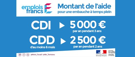 Prefet77's tweet photo. ℹ️#EmploisFrancs #DIRECCTE77 : Dispositif destiné à promouvoir l’embauche des demandeurs d’#Emploi qui résident en quartier prioritaire de la ville #PolVille. Qu’est-ce qu’un emploi franc ? Quel est le montant de  l’aide et comment en bénéficier ?➡️https://t.co/lxCJCmmCSc https://t.co/hsYtMu2SnN