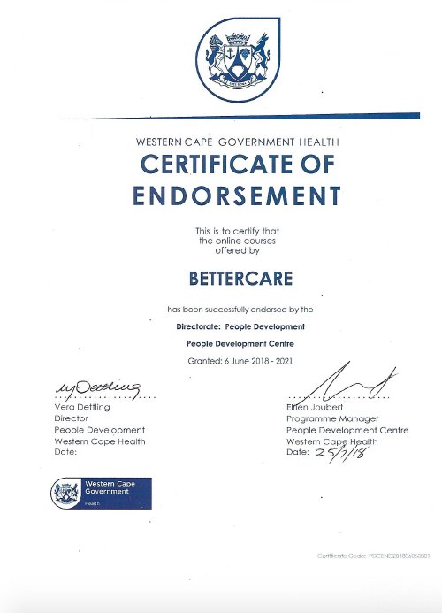forbettercare's tweet photo. Our online courses are now endorsed by the Western Cape People's Development Centre! This is exciting news as it affirms that we're working towards empowering healthcare professionals in South Africa, on the continent and around the world. #25YearsOfBettercare https://t.co/4FZJLl1t4c