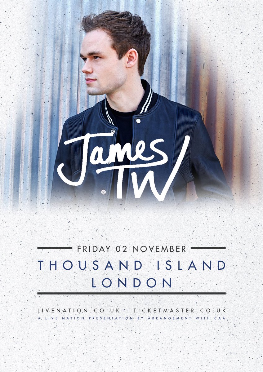 JamesTWmusic's tweet photo. London! It has been a year since I’ve played a show for you. I’m excited to announce I’ll be performing an acoustic headline show at @thsndslnd on 2nd  November. Can’t wait to see you guys soon and play some new songs for you! Tix go on sale Wednesday at 9am GMT. https://t.co/oaEYwG75eJ