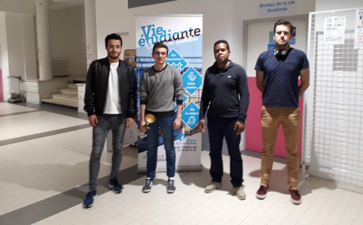 Bx_ASPOM_Echecs's tweet image. Adrien Bleau, Champion Universitaire de Bordeaux 2018-2019 ! Bravo à tous les participants !