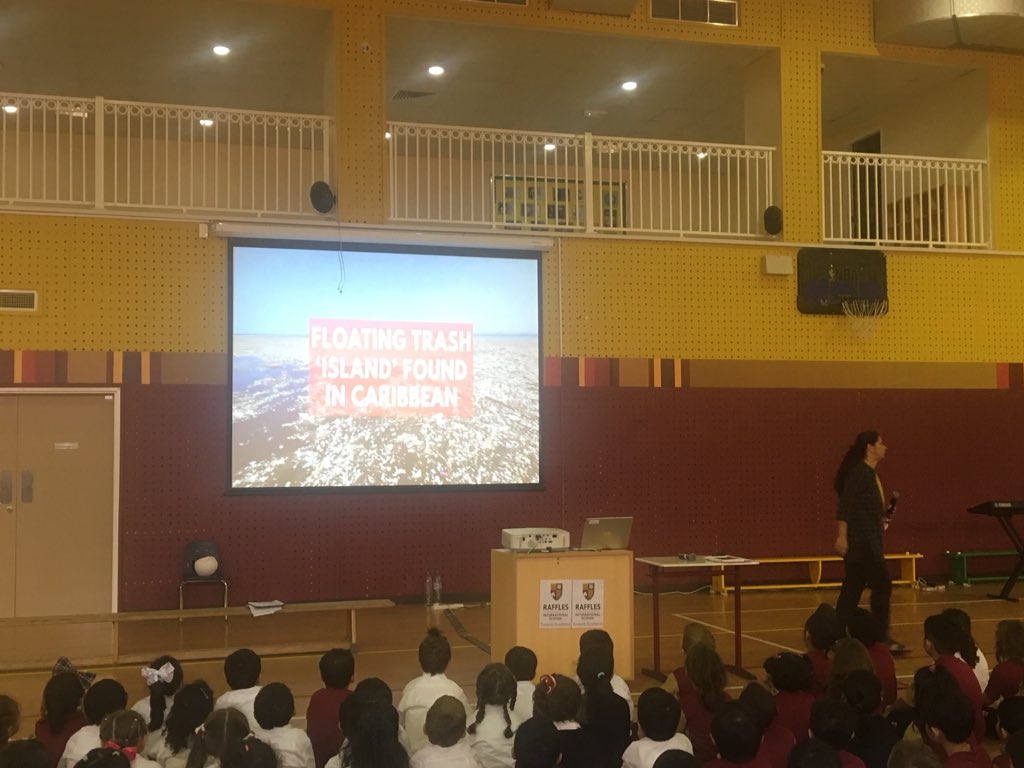 Year 1 in assembly learning about how we can save our turtles #RafflesISy1