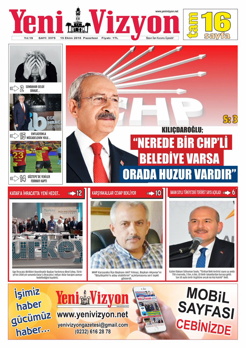 yenivizyon gazetesi (@yenivizyong) on Twitter photo #Yenivizyon Gazetesi / Sayı 3375
yenivizyon.net/egazete/yeni-v…
#Aliağa #izmir #dto #Kütahya #Balıkesir #Uşak #Afyonkarahisar #Manisa #Denizli #Muğla #Aydın <a href="/AtillaSertell/">🇹🇷 Atila Sertel</a> <a href="/izmirbld/">İzmir Büyükşehir Belediyesi</a> #şehit <a href="/senolgok/">Şenol Gök</a> <a href="/chpizmiril/">CHP İZMİR İL BAŞKANLIĞI 🇹🇷</a> <a href="/PetkimOfficial/">Petkim</a> #Bilim <a href="/aydinsengul35/">Aydın Şengül</a> <a href="/Akparti/">AK Parti</a> #UNESCO #Yenivizyon Gazetesi / Sayı 3375
yenivizyon.net/egazete/yeni-v…
#Aliağa #izmir #dto #Kütahya #Balıkesir #Uşak #Afyonkarahisar #Manisa #Denizli #Muğla #Aydın <a href="/AtillaSertell/">🇹🇷 Atila Sertel</a> <a href="/izmirbld/">İzmir Büyükşehir Belediyesi</a> #şehit <a href="/senolgok/">Şenol Gök</a> <a href="/chpizmiril/">CHP İZMİR İL BAŞKANLIĞI 🇹🇷</a> <a href="/PetkimOfficial/">Petkim</a> #Bilim <a href="/aydinsengul35/">Aydın Şengül</a> <a href="/Akparti/">AK Parti</a> #UNESCO