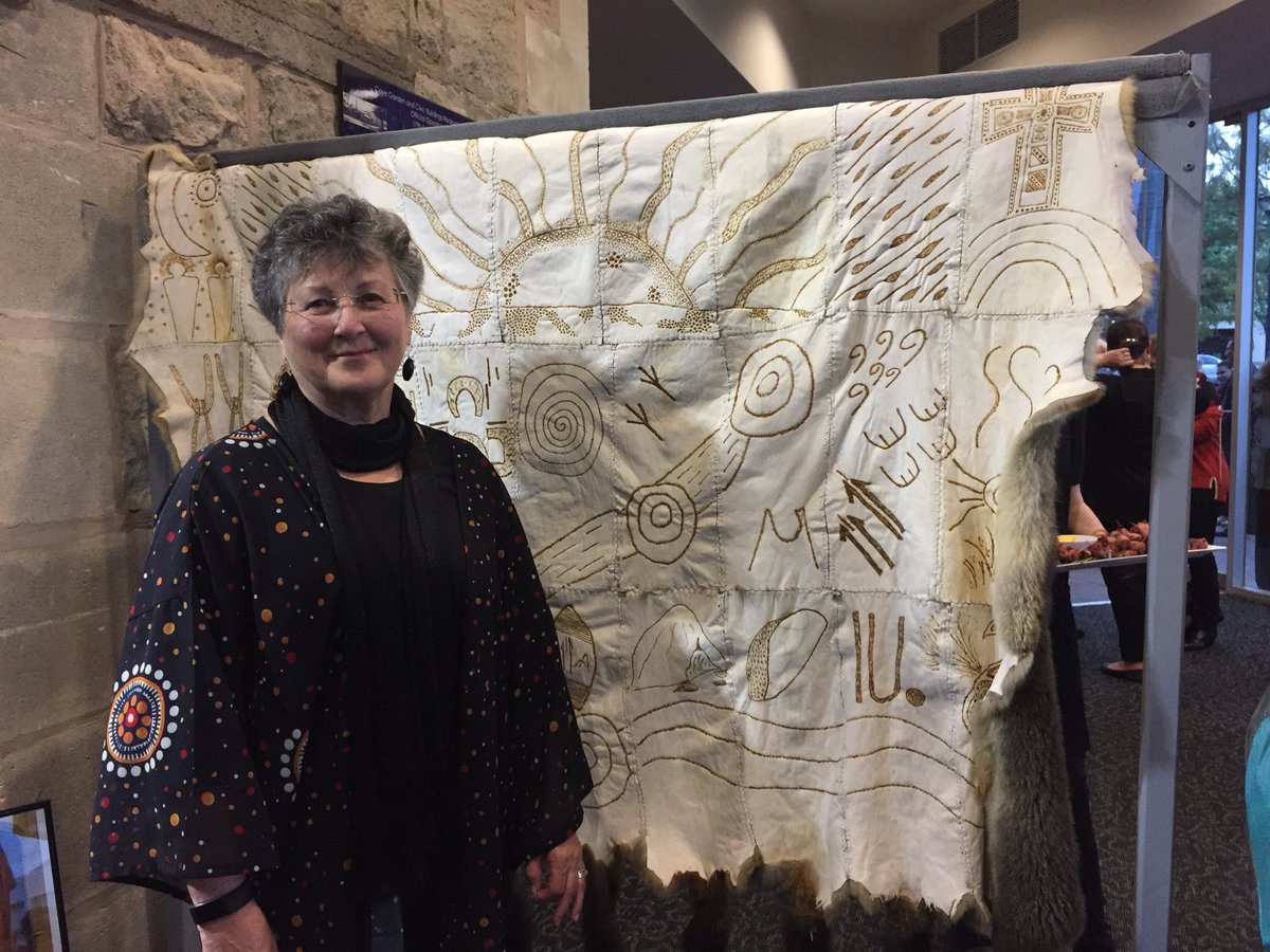 Local Aboriginal craftswoman Michelle Jacquelin-Furr and her stunning possum cloak. Thanks for sharing it with us, Michelle! #themuster2018