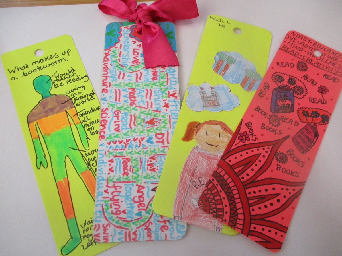 STAHSLibrary's tweet photo. Thanks to our creative and well-read Year 7 all visitors to the Library received an individually designed bookmark. Here are the four winners (how could I choose only one?) #STAHSOpenday https://t.co/XuYHf4q8yd