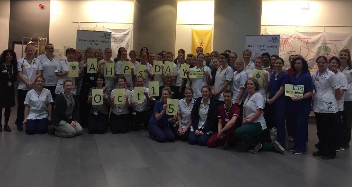 MelanieDeWitt2's tweet photo. Our fabulous AHP colleagues all gathered together to celebrate #AHPDay 2018 ⁦@NorthBristolNHS⁩ #OneNBT#NBTProud ⁦@HBlanchardDoN⁩ ⁦@Vardeep_QI⁩ ⁦@CatherineSlu⁩   Thank you for the amazing care and support to our patients!  We really appreciate you https://t.co/TXhp5RyP6r