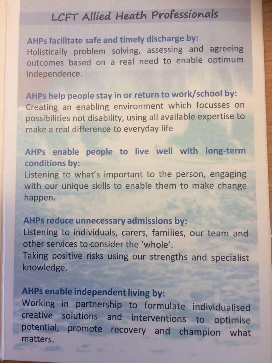 Happy @AHPsDay to all our AHPs @LancashireCare from the AHP leadership team . We are very proud to lead such amazing staff .