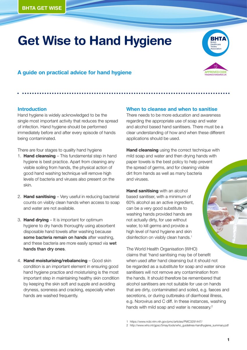 Today marks #GlobalHandwashingDay &amp; with flu season approaching there is a much greater importance for us all to wash our hands properly. Support #BHTA's Decontamination &amp; Infection control section's 'New Get Wise to Hand Hygiene' by downloading the PDF bit.ly/2BL5fjm