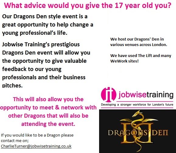JobwiseTraining's tweet image. There is still time to become a Dragon! (Thursday 25th)! come along and support our young people hashtag#BeMoreJobwise