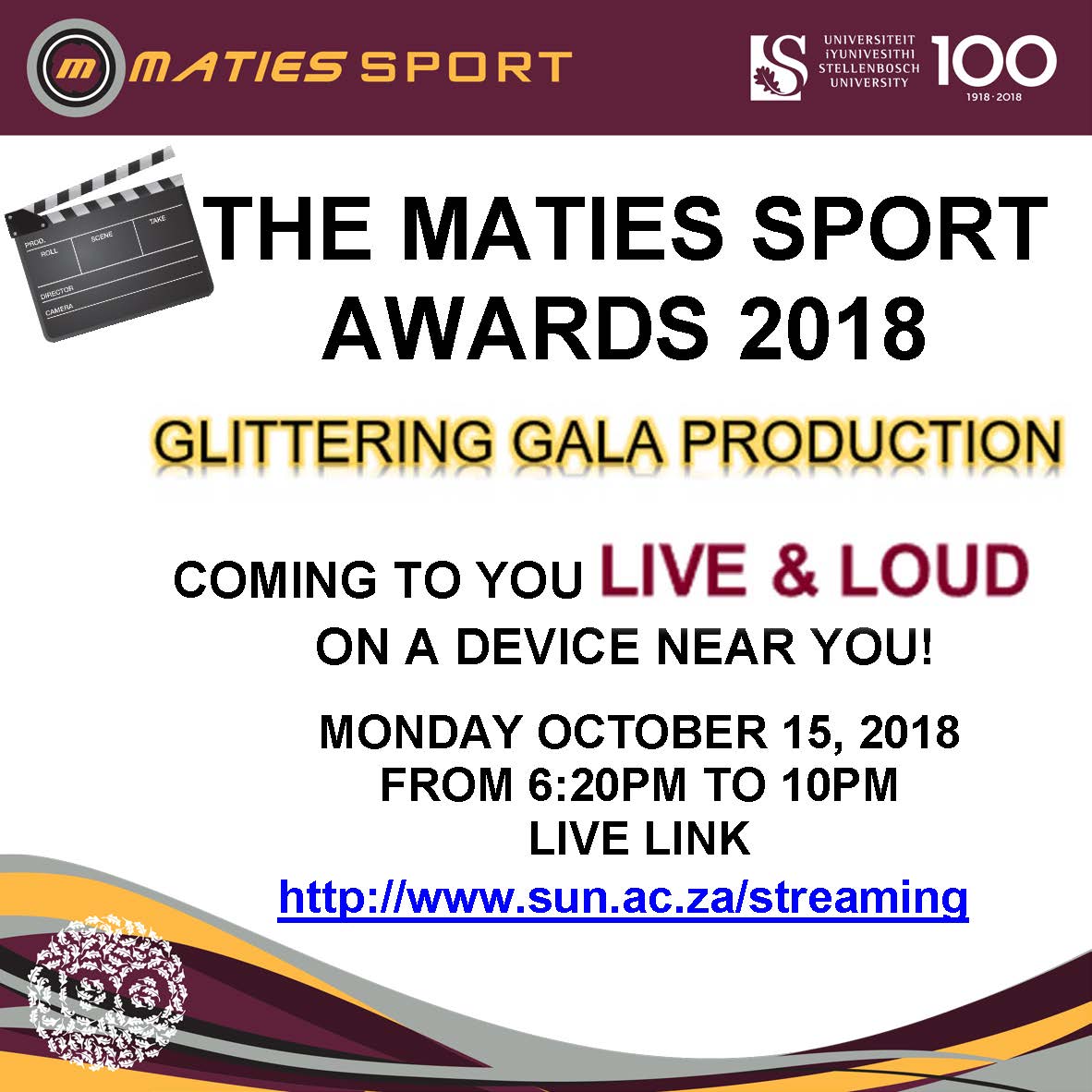 This evening <a href="/catolouw/">Cato Louw</a> will be the voice of our live streaming!

sun.ac.za/streaming

#matiessport #matiessportawards #gooimielies #rewardingexcellence #maties