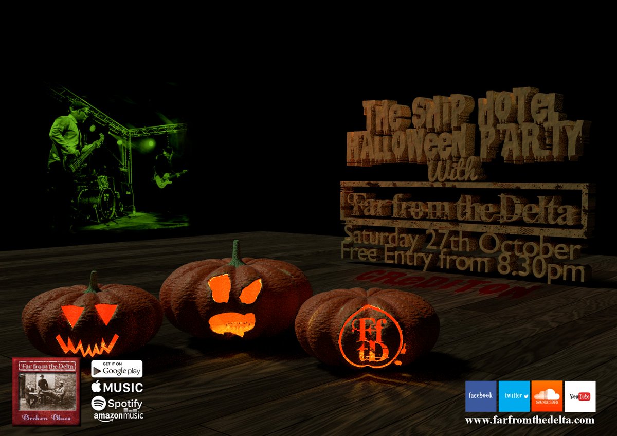farfromthedelta's tweet photo. Celebrate Halloween the Far From the Delta way! @TheShipCrediton @CredArts @CredFoodFest @Credfest @CreditonHub @CreditonBorders @CreditonChamber @creditondevon @MidDevonNetwork @MidDevonGazette @DevonMusicMag #crediton  #Halloween #Halloweenparty #devon #devonmusic #livemusic https://t.co/QwV2dWY2aq