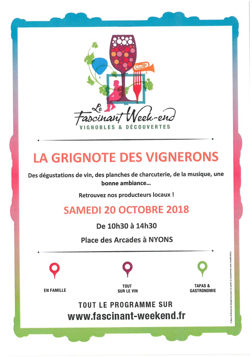 vignolisnyons's tweet photo. [EVENEMENT] SAMEDI 20 OCTOBRE La Grignote des Vignerons à Nyons place des Arcades ! Venez déguster les millésimes des vins de la Région ! Nous serons présents !! Partagez ;) et pour plus d'infos : https://t.co/uFZoiSfaN4 https://t.co/QD4vcbYLUd