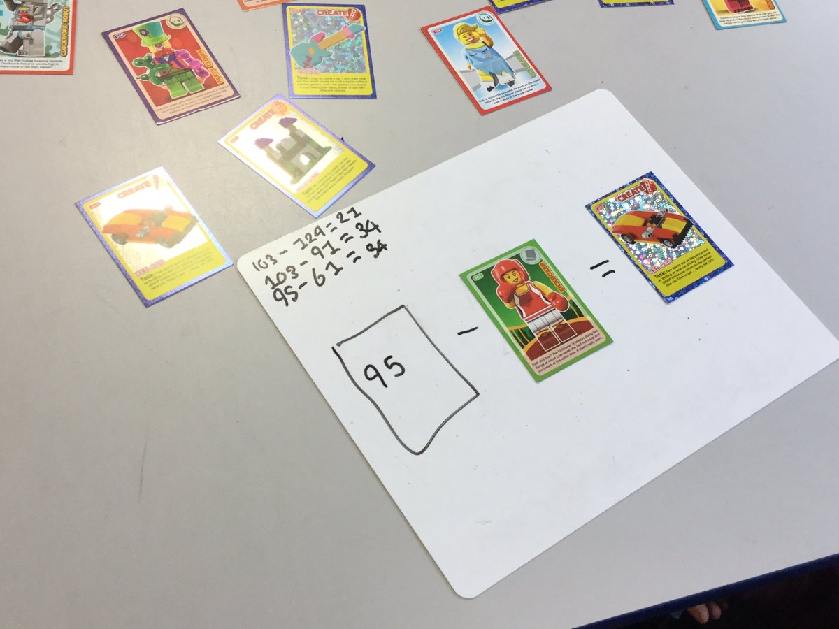 MissDarrall's tweet photo. Making our arithmetic a bit more exciting - learning about missing digits and inverse using Lego cards @sainsburys @LEGO_Group https://t.co/PbxsxIYl9S