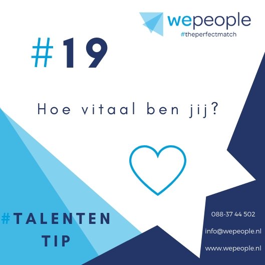 WePeople9's tweet photo. *Talententip* Hoe vitaal ben jij?
Medewerkers met een gezonde levensstijl zijn 30 procent productiever en daarnaast zorgen vitale medewerkers voor 20 procent reductie van het ziekteverzuim. Dit betekent dat fitte medewerkers voor organisaties van onschatbare waarde zijn. https://t.co/2XKEHbJB1o