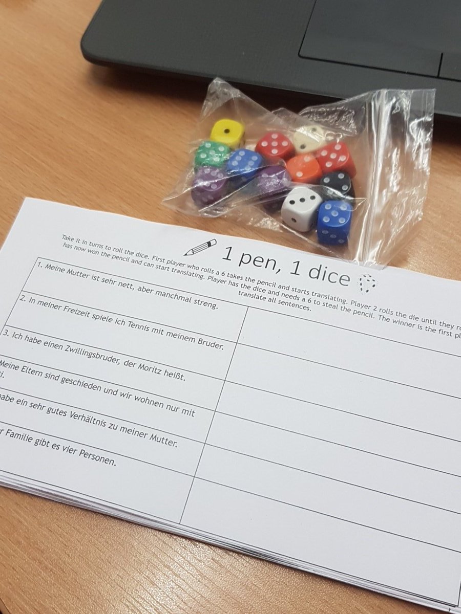 caidac19's tweet image. Looking forward to a round of 1 pen, 1 dice with my year 9s later #germanisfun