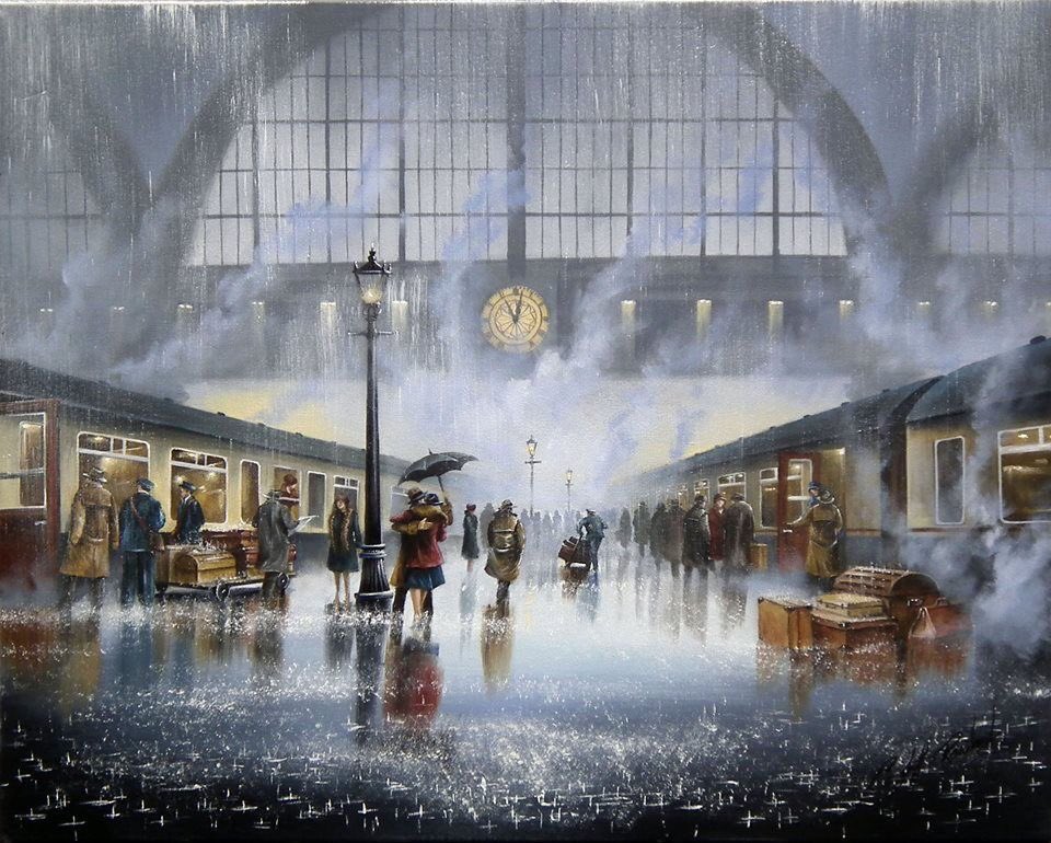Another wet day and an artist of a similar name.  This is Jeff Rowland who is commonly known as ‘The Rain  Man’  because it’s always very wet in his paintings.