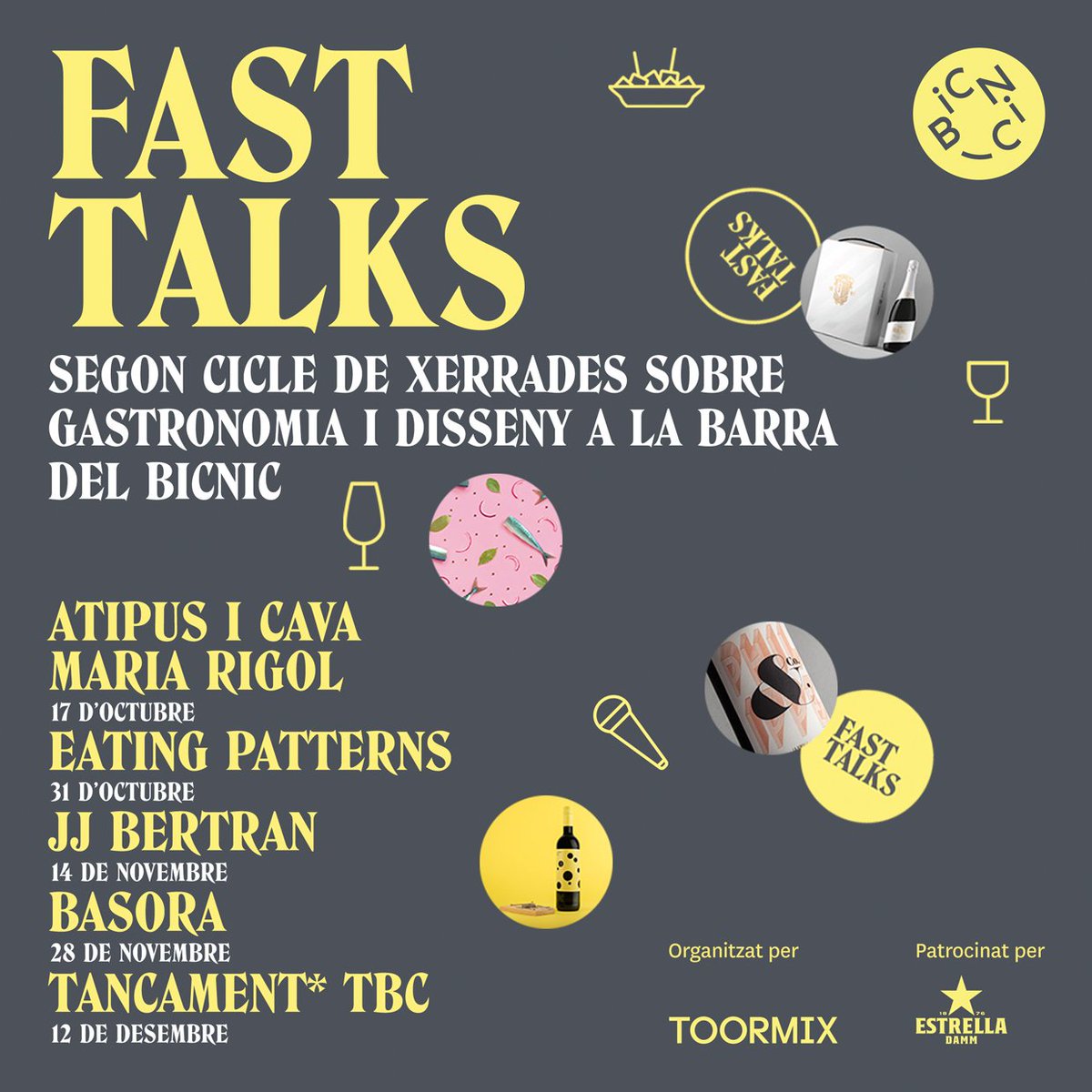 toormix's tweet photo. Ja us heu assabentat que aquest dimecres 17/10 comença el 2n cicle de #Fastalks al @Bicnicfood amb @Atipus i Cava @mariarigolordi? T'esperem al c/ Girona 68 de Bcn a les 19.30h per celebrar aquesta segona inauguració del cicle amb un tast de cava! https://t.co/5EenyR6uZJ