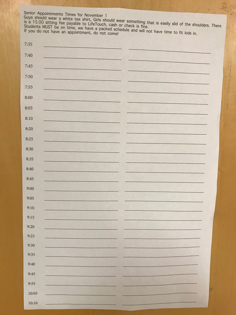 MCHSYB17's tweet photo. Attention Seniors! The sign up sheet is posted for Tux and Drape photos at MCHS for Nov 1! Limited number of appointments available. First Come, First Served. https://t.co/uph1f7csQi