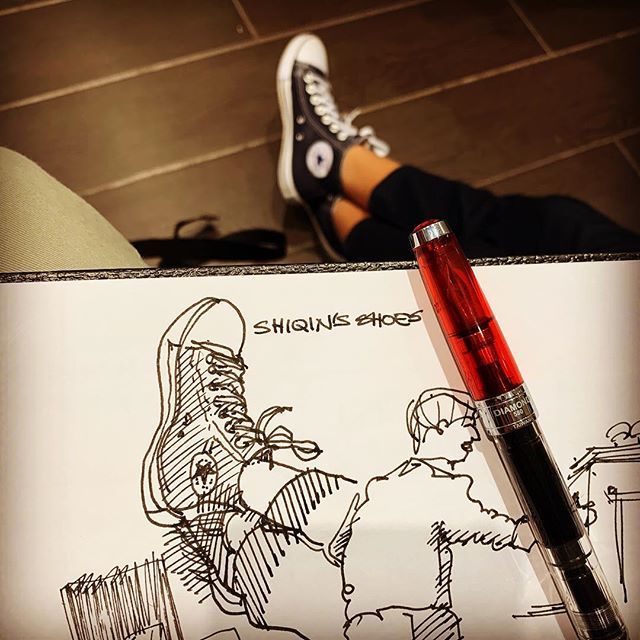 wheeteck's tweet photo. 2018-10-15 @shiqin.ong shoe sketch, Sacoor Outlet at Dubai Outlet Mall.
.
.
#adultlearningarch #art #artist #artwork #draw #drawing #color #colour #myart #sketch #sketching #sketchbook #sketchwalker #urban #urbansketch #urbansketchers #usk #usksg #waterc… https://t.co/I3TyMz13Hr https://t.co/bpMvSYWRsO