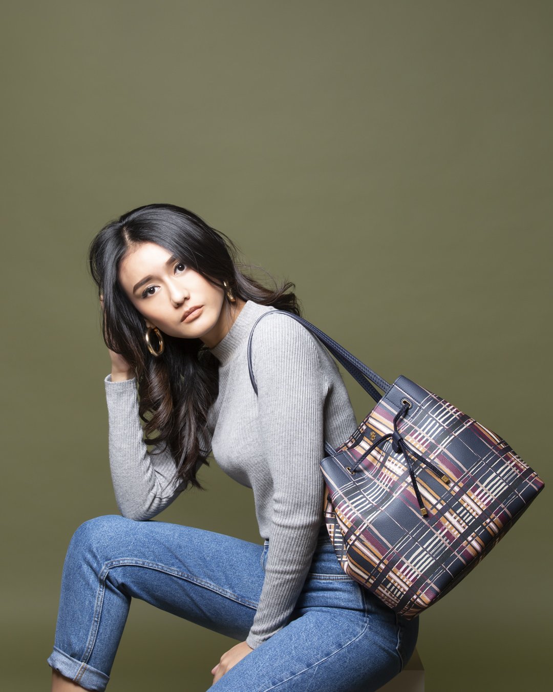 Tory burch plaid tote new arrivals