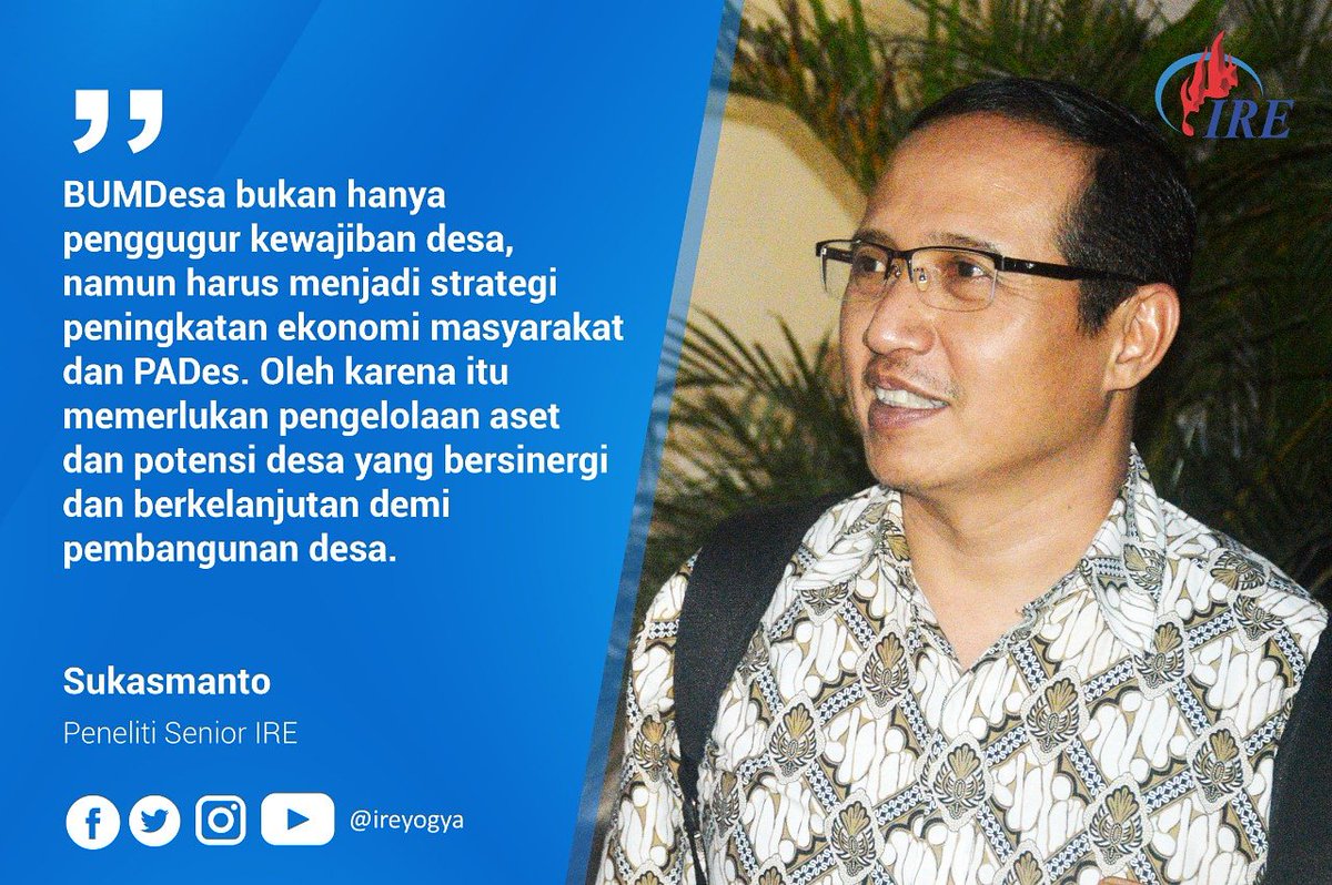 Sukasmanto: "BUMDesa bukan hanya penggugur kewajiban desa, namun harus menjadi strategi peningkatan ekonomi masyarakat dan PADes. Oleh karena itu memerlukan pengelolaan aset dan potensi desa yang bersinergi dan berkelanjutan demi pembangunan desa" #bumdesa #majuterusdesaindonesia