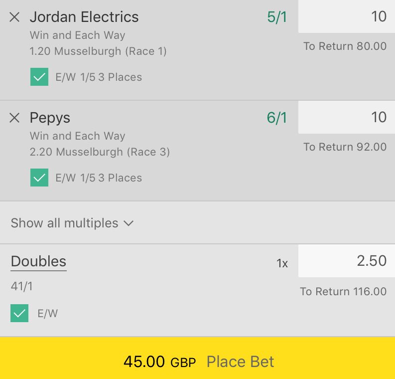 2 #horseracing #tips for today. Both as singles 1pt EW. Then in an EW Double 0.5pt total. #archerstips <a href="/MusselburghRace/">Musselburgh Racecourse</a> #musselburgh