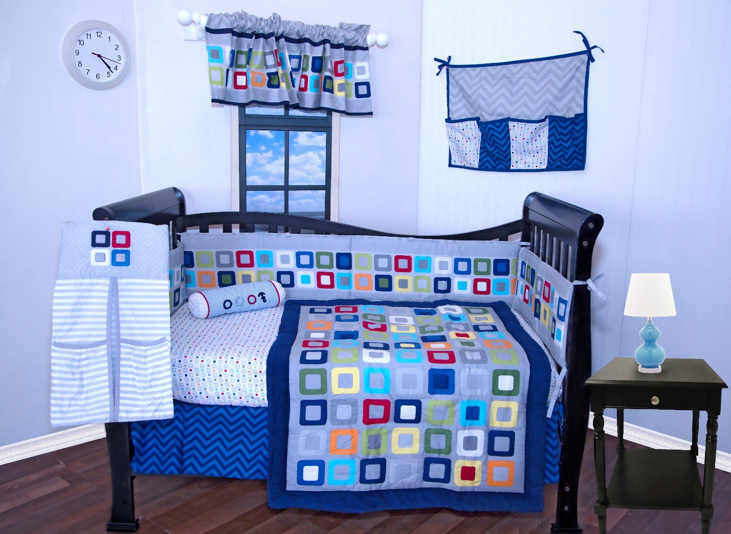 9 Pieces Baby Boy Girl Crib Bedding Nursery Set Modern Geometric