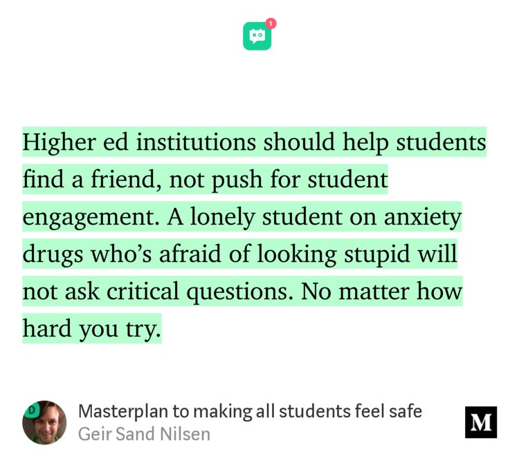 "Masterplan to making all students feel safe" - Geir Sand Nilsen medium.com/differchat/mas…