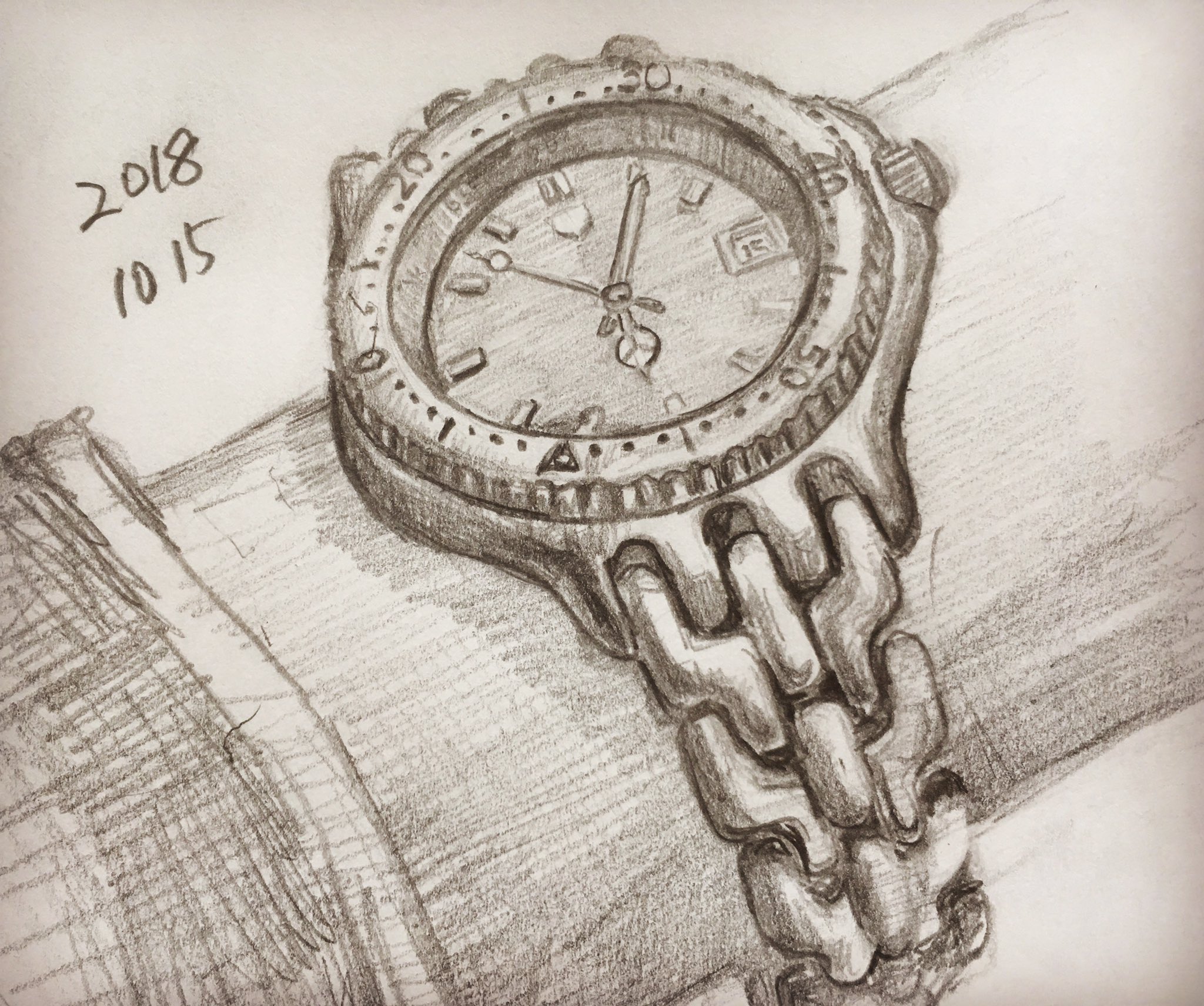 らっきー 毎日デッサン計画 病院の待ち時間に描いてみた デッサン スケッチ 鉛筆画 美術 描いてみた 毎日 デッサン計画 Dessin Drawing Sketch Art Artwork Pencildrawing Pencil 腕時計 Watch Wristwatch Elgin T Co Byjcs0buu9