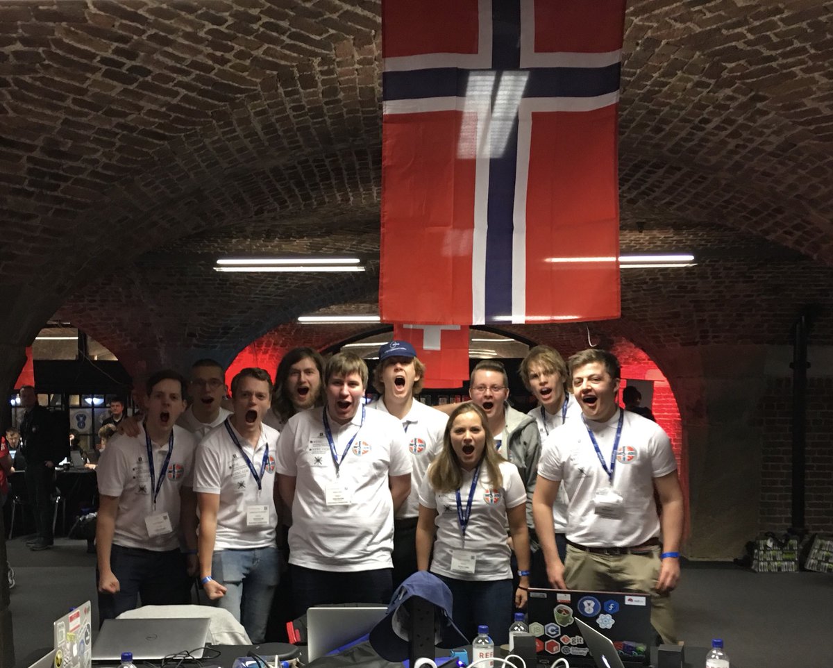 enisa_eu's tweet photo. Team Norway @CCISno cheering up for a victorious European Cyber Security Challenge #ECSC2018 @Cyberchallenge #teamspirit #cybertalents 🇳🇴🇪🇺 https://t.co/bylmUM743d