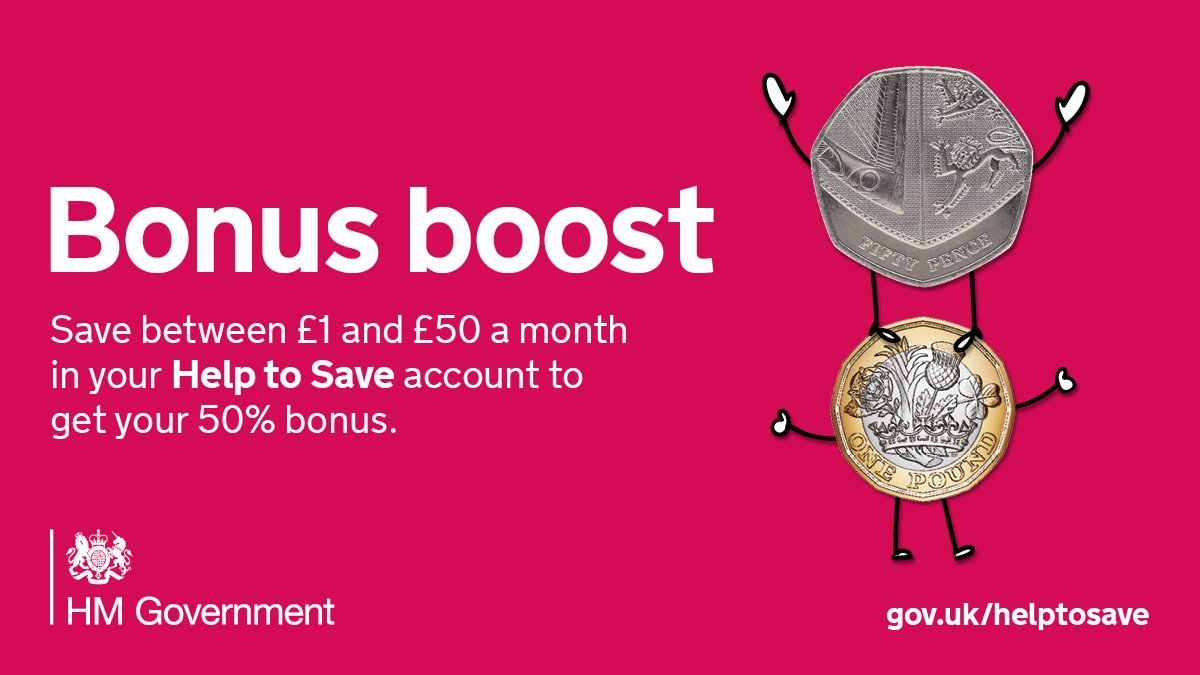 Do you want to start saving, but need a helping hand? 

#HelptoSave is a government supported saving scheme for certain Working Tax Credit &amp; Universal Credit customers. You can get bonuses of up to 50p for every £1 you save. gov.uk/helptosave?utm…