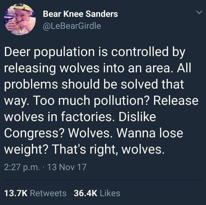 And when the wolves are the problem? More wolves.
