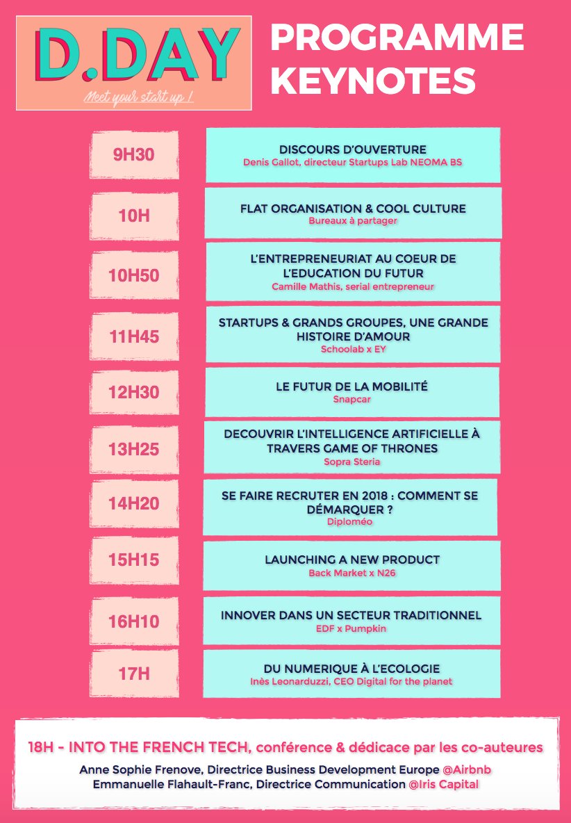 BREAKING NEWS : découvrez le programme du DéclicDay du jeudi 18 octobre à l'Hôtel de Ville de Rouen ! Interventions de <a href="/dgallot/">Denis Gallot</a> <a href="/BureauAPartager/">Bureau Opéré</a> <a href="/Homo_Kameleon/">Camille Mathis</a> <a href="/EYnews/">EY</a> <a href="/TheSchoolab/">TheSchoolab</a> <a href="/SopraSteria_fr/">Sopra Steria France</a> <a href="/diplomeo/">Diplomeo</a> <a href="/backmarket/">Back Market</a> <a href="/n26/">N26</a> <a href="/EDF/">Environmental Defense Fund</a> <a href="/pumpkin_app/">Pumpkin // API Tester</a> #DéclicDay #startup <a href="/NEOMAbs/">NEOMA Business School</a>