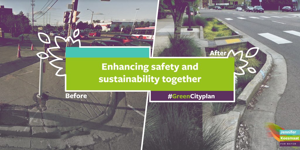 jen_keesmaat's tweet image. I’ve already announced my plan to make 100 of Toronto’s most dangerous intersections and all school zones safe by design. As we do that work, we can also choose design features that make our streets greener. #Keesmaat4Mayor #topoli