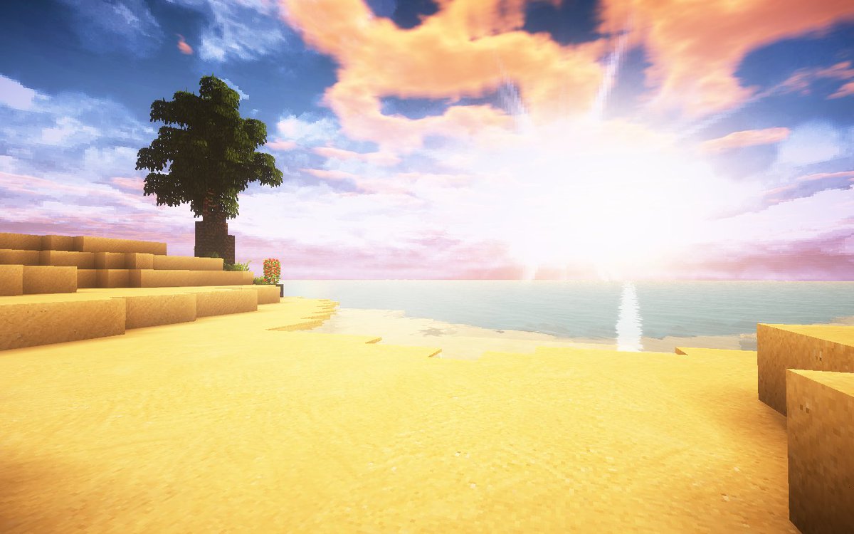 Triliton's tweet image. So i re-fixed sunset colours too #Myshaders #Minecraft
