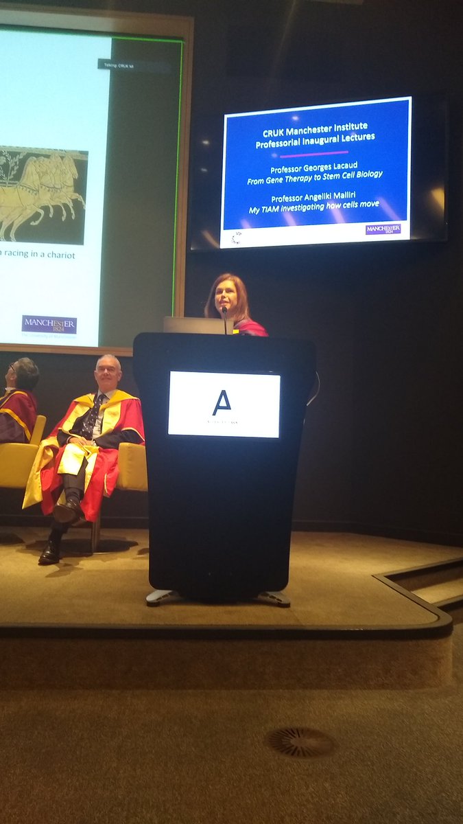 CRUK_MI's tweet photo. Professor Angeliki Malliri presenting her Professorial Inaugural Lecture: "My TIAM investigating how cells move" @UoMNews #Congratulations https://t.co/tdyYTboZVm