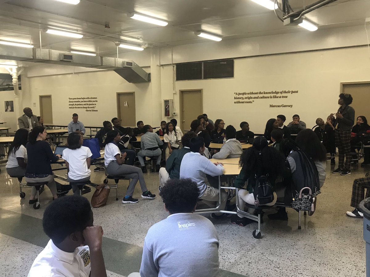 KarrSGA's tweet photo. The students of InspireNola are having a talk with the CEO in order to talk about concerns and changes we would like to see in our schools. #StrongerTogether https://t.co/rM1qmbpkAH